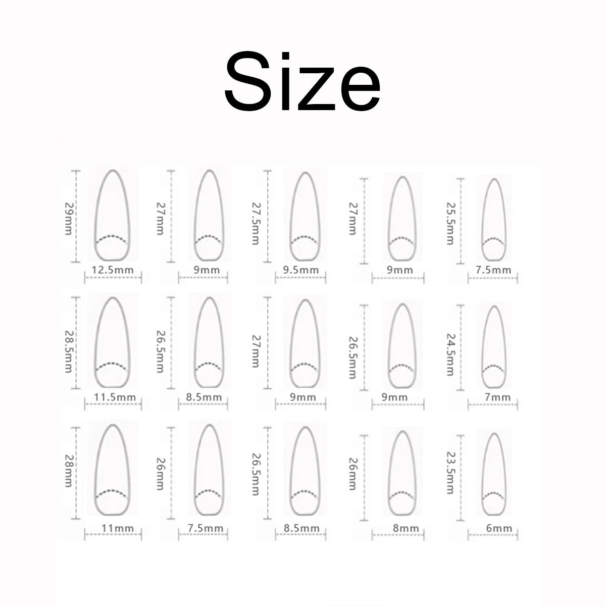 30pcs Almond Shape Sparking Diamond Design Press on Nails Set; Mix and Match