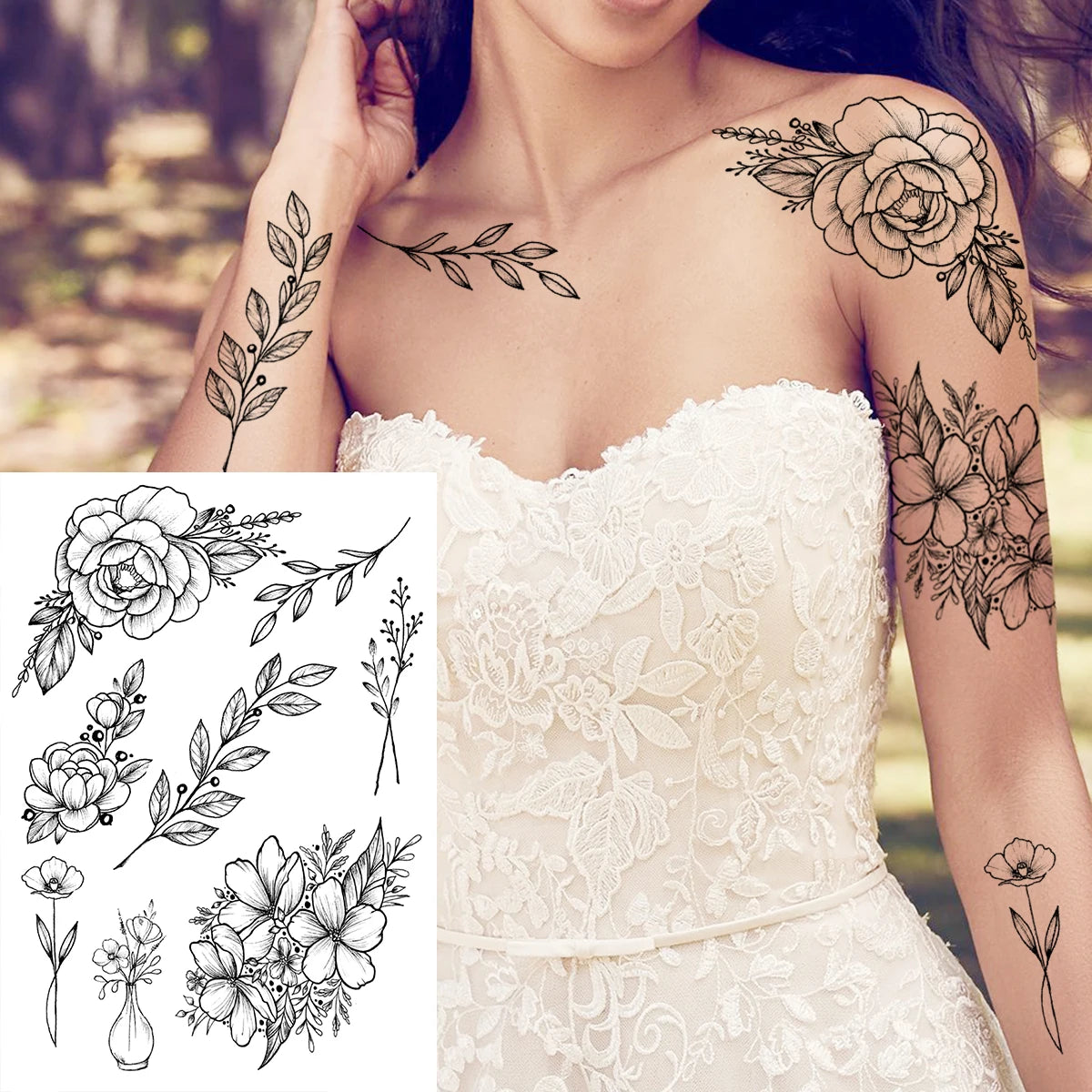 Large Temporary Water-proof Tattoos For Women
