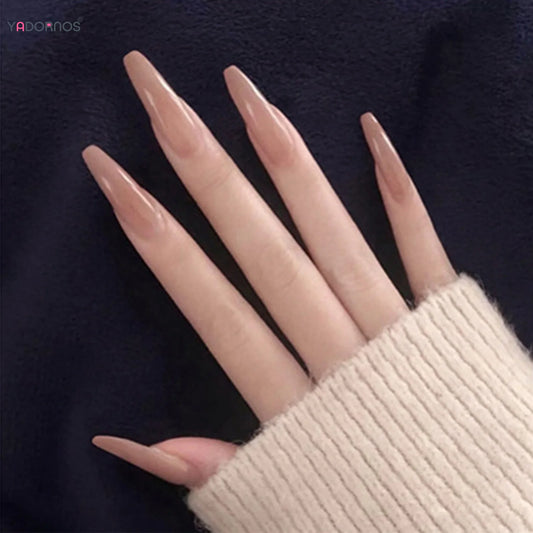 24pcs Glossy Simple Designed Press On Nails