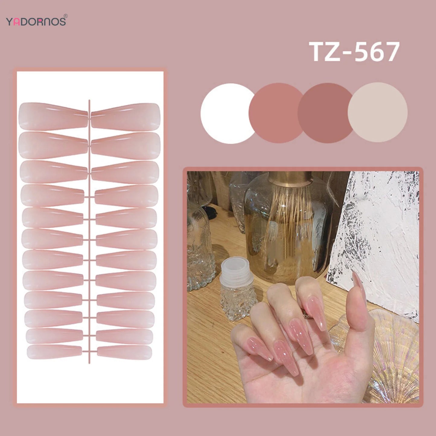 24pcs Glossy Simple Designed Press On Nails